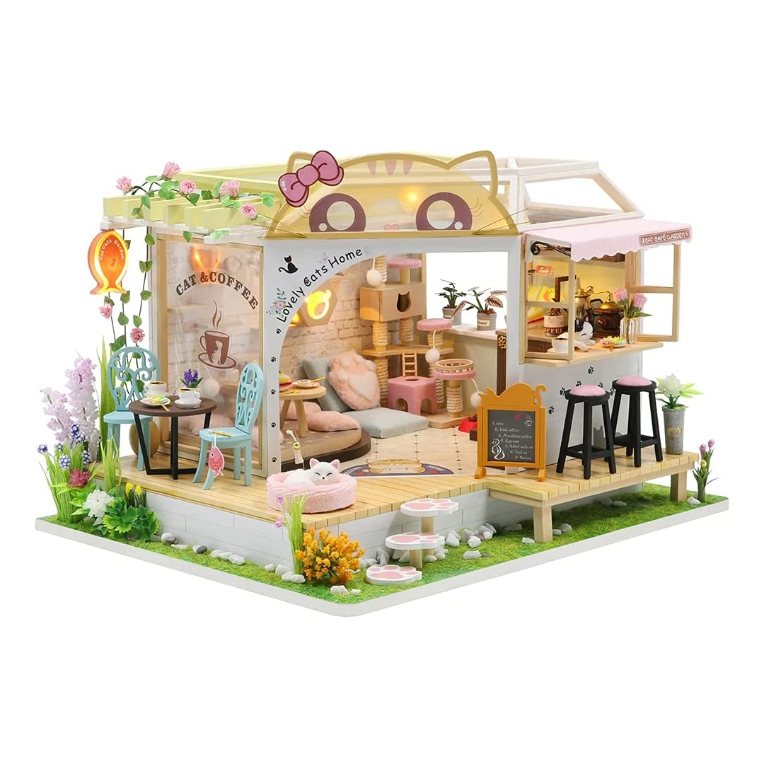 Miniature Dollhouse with Furniture Kit plus Dust Proof and Music