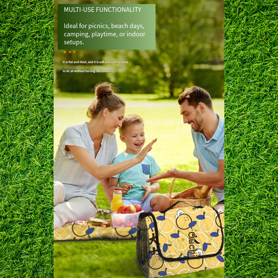 The Hare's Grove Waterproof Picnic Blanket 200x200cm – Foldable Extra Large Family Mat for Indoor & Outdoor Picnics (Portable Carry Design)