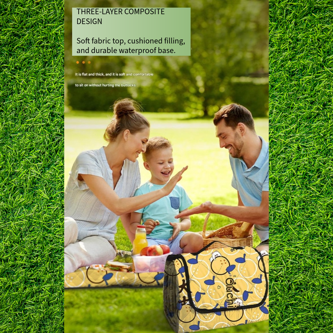 The Lion's Tiptoe Waterproof Picnic Blanket 200x200cm – Foldable Extra Large Family Mat for Indoor & Outdoor Picnics (Portable Carry Design)