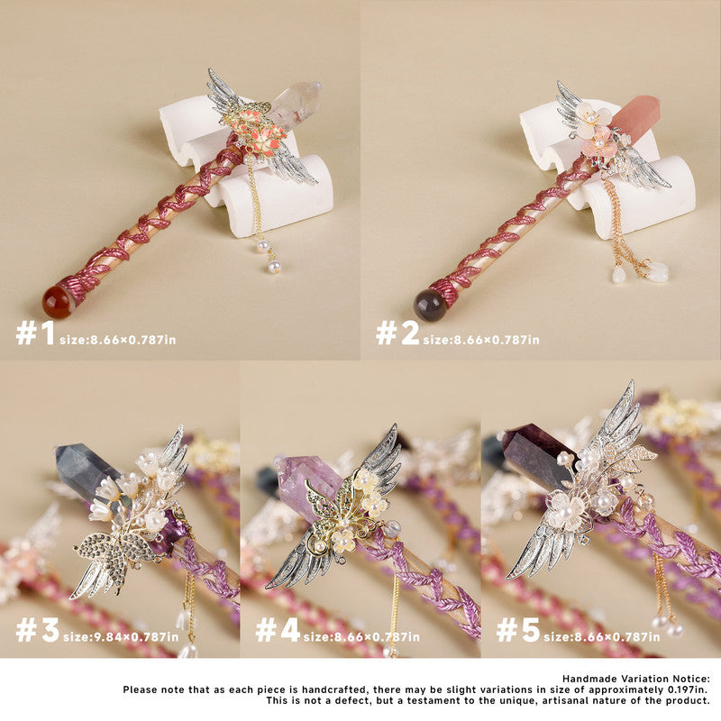 Purple Fluorite Crystal Wand – Handmade Gemstone Wand for Intuition, Rituals & Fantasy Cosplay