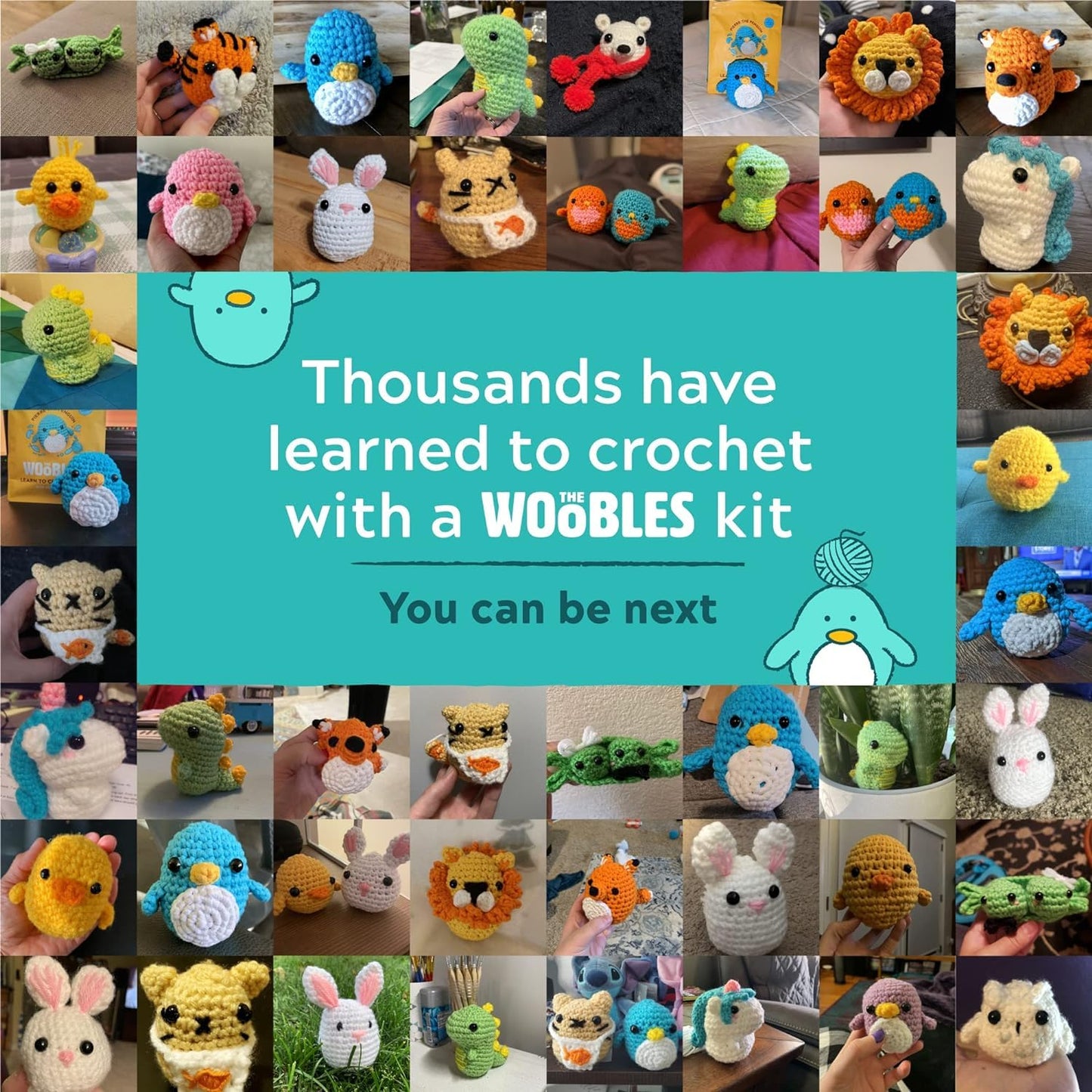 Woobles Pierre the Penguin Crochet Kit – Beginner Learn to Crochet Set with Step-by-Step Videos & Complete Materials