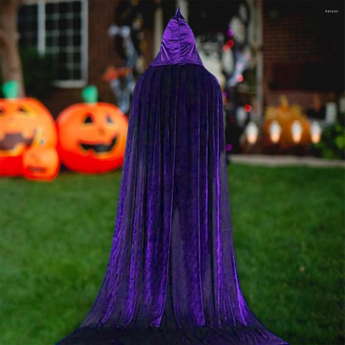Luxury Purple Hooded Cape – Adult Long Velvet Costume Cloak for Wizard, Witch & Fantasy Cosplay