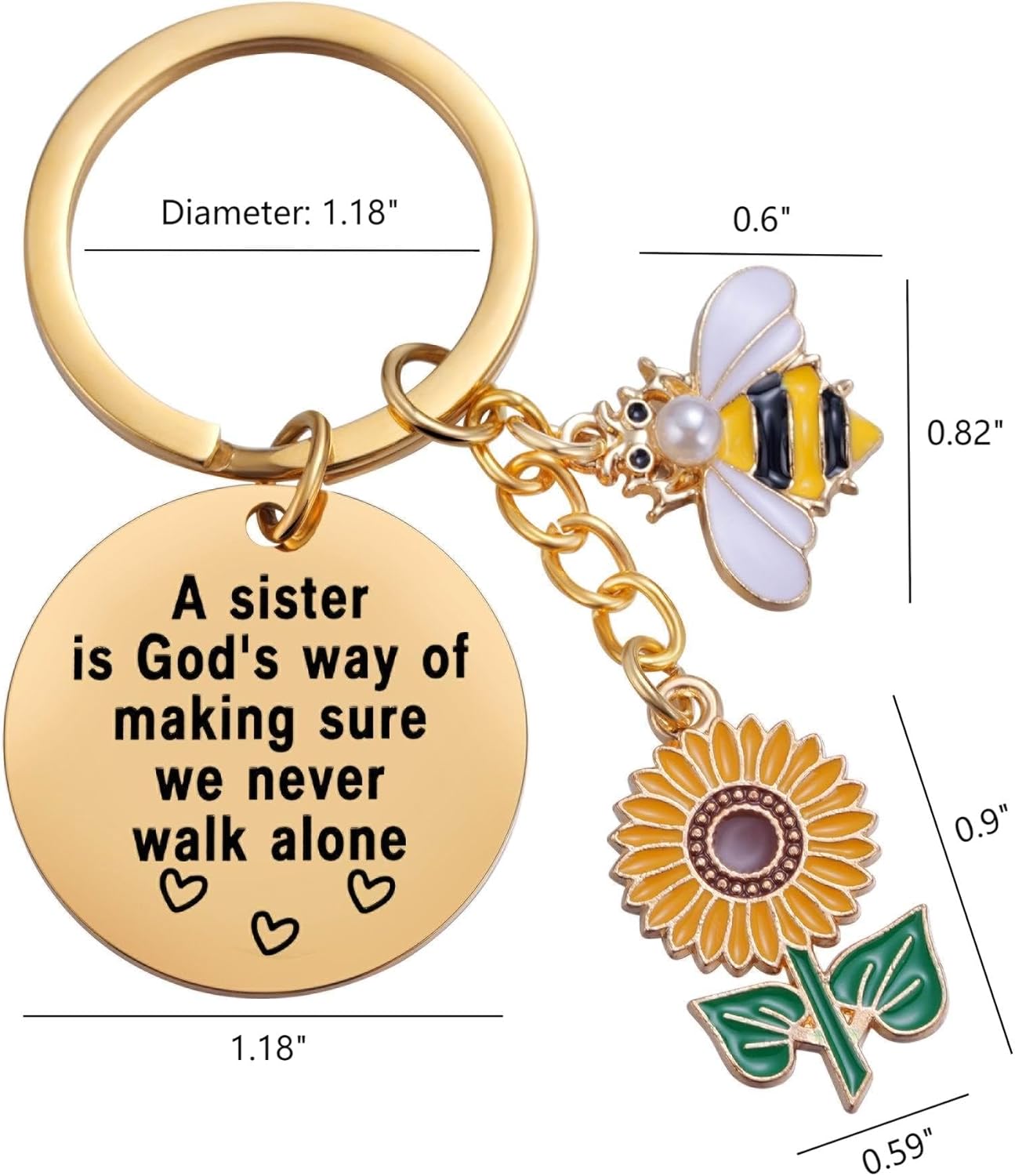 Sunflower Sister Keychain – Inspirational Gift for Best Friend, Sister or Loved One (Meaningful Keepsake)