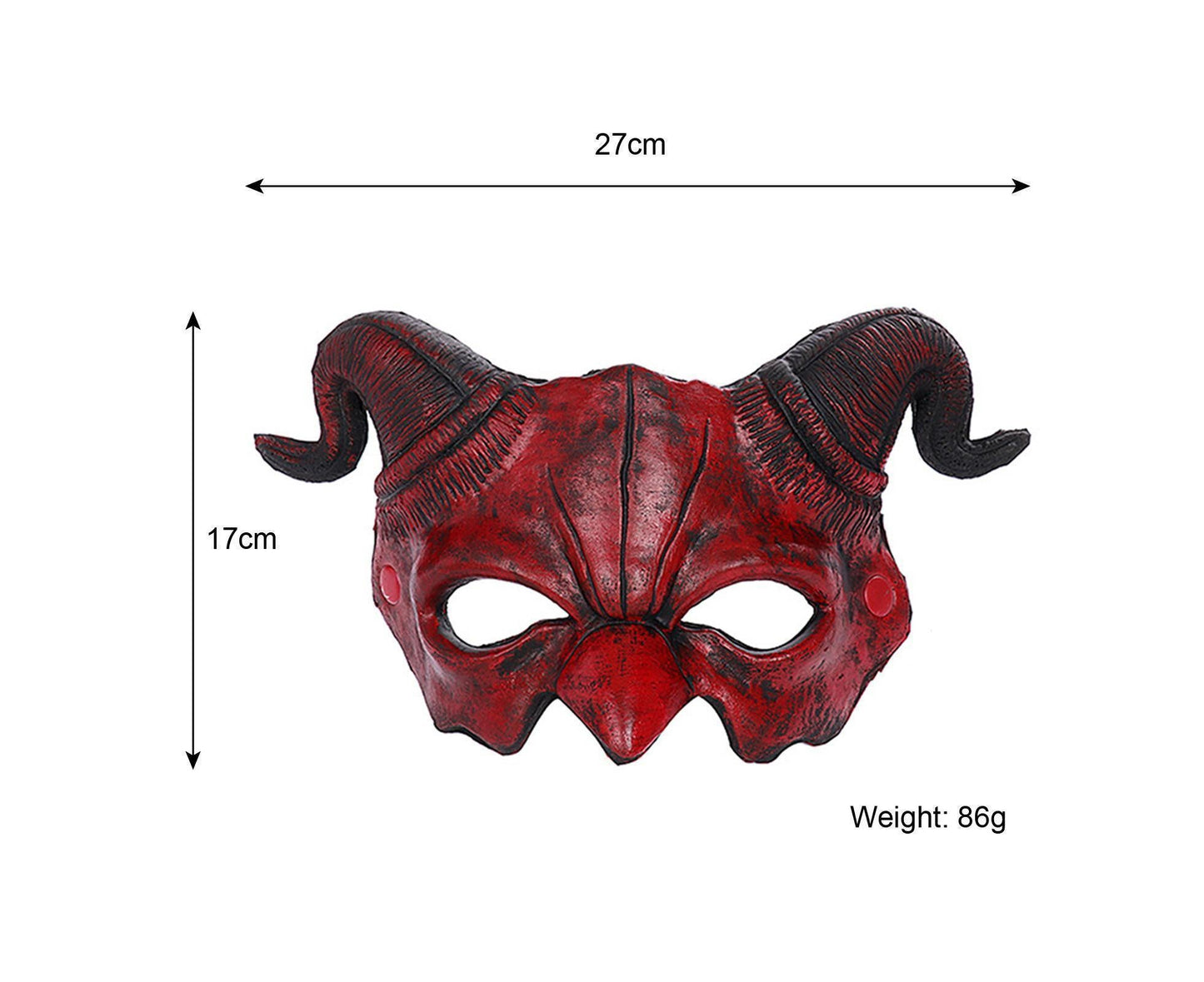 Devil Horn Mask Half Face – Red Ram Horn Halloween Masquerade Costume Mask