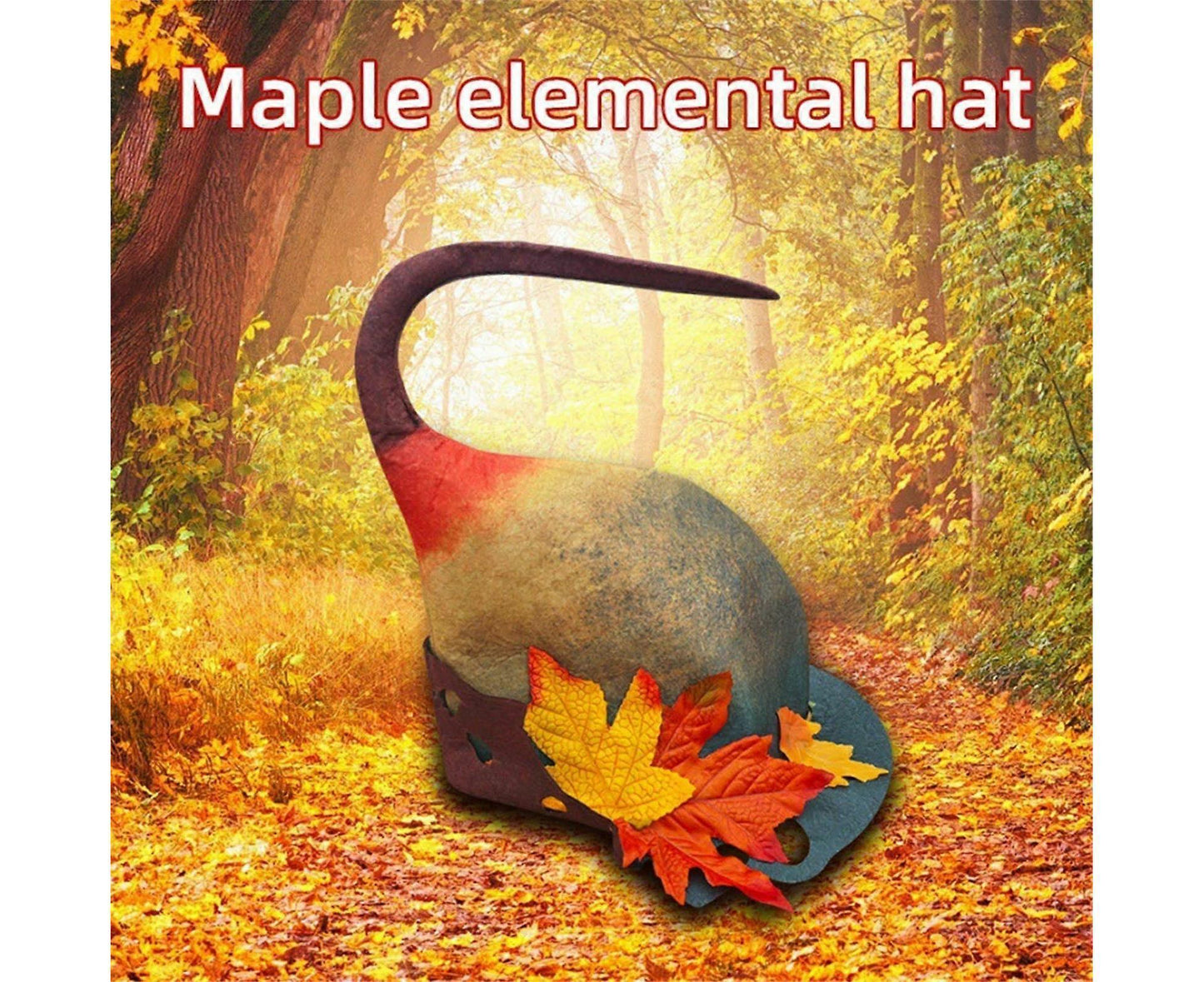 Autumn Witch Hat with Maple Leaves – Nature Magic Wizard Hat for Halloween, Cosplay & Fantasy Dress-Up