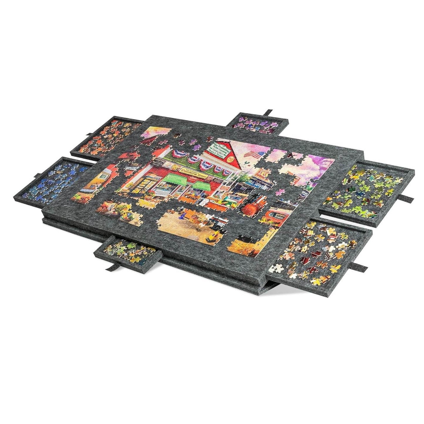 Social Hike 1000 Piece Puzzle Board with Drawers – Adjustable Felt Jigsaw Table with Cover, Portable Tilt Stand & Storage (Grey)