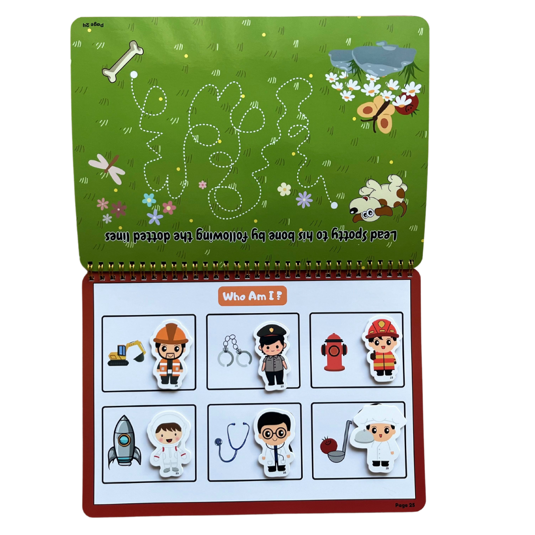 Tiny Walkers Montessori Busy Book for Kids – 30 Page Interactive Learning Quiet Book with Activities & Accessories
