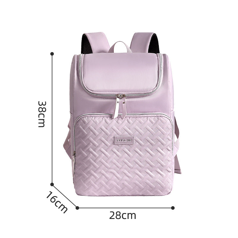 Lilac Purple Waterproof Insulated Backpack - Large Capacity Quilted Cooler Bag