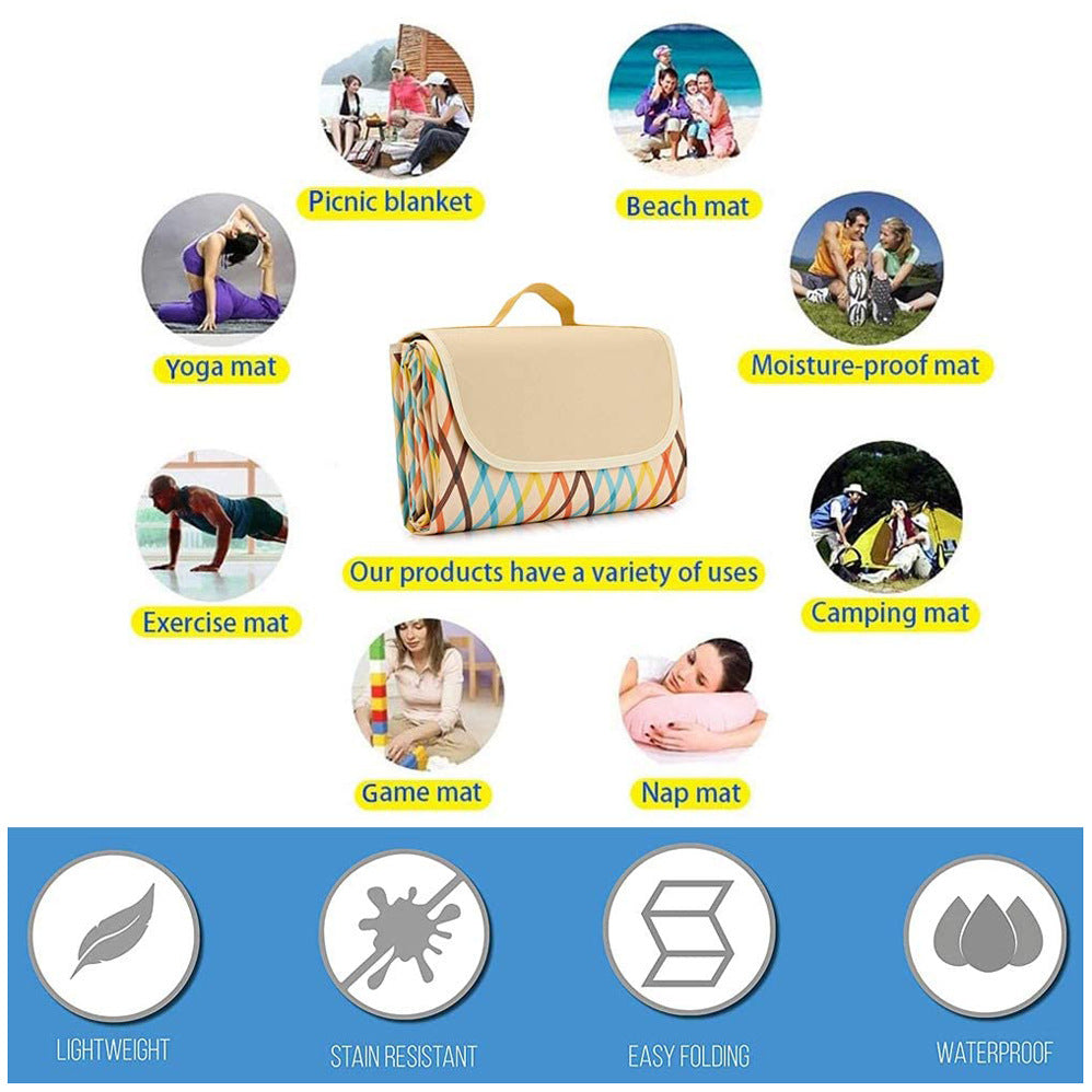 Red Stripe Premium Picnic Blanket – Extra Thick Waterproof Oxford Outdoor Mat (145 × 180cm)