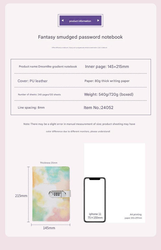 ImagiLock Tie-Dye Creativity Journal – A5 Soft Touch Lockable Diary with 240 Pages (Colourful Blooming Edition)