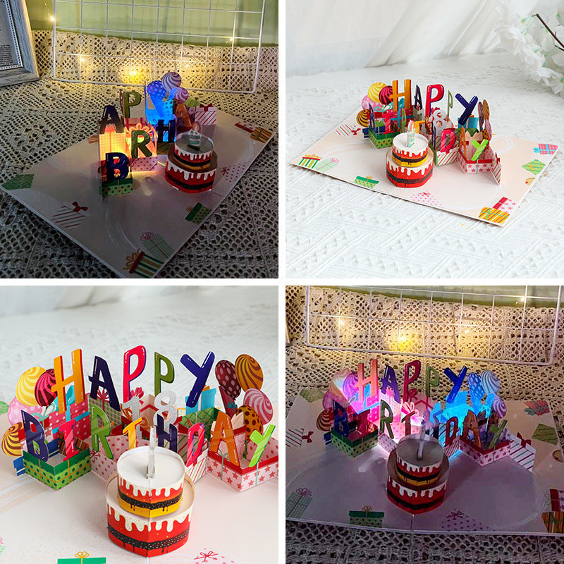 Interactive 3D Pop-Up Birthday Card with Music, Lights & Blow-Out Candle – Musical Greeting Card