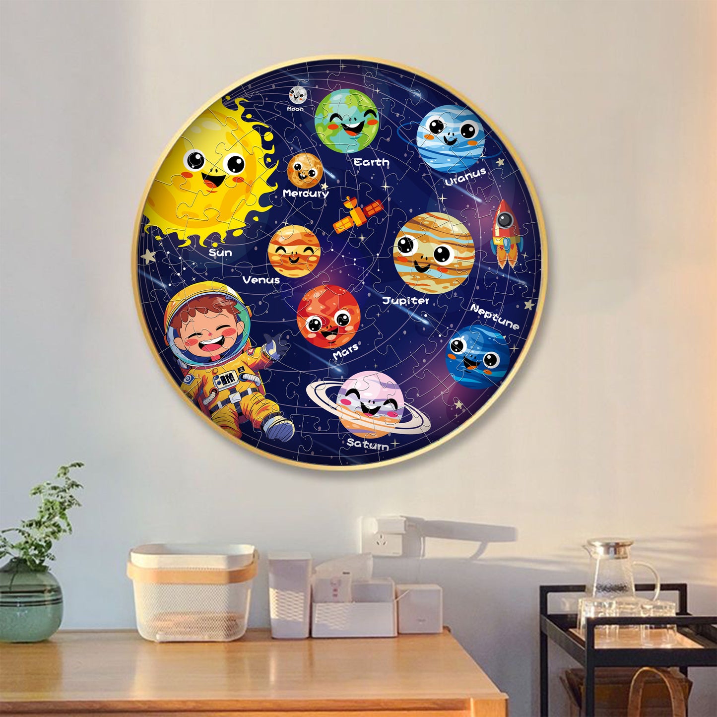 Solar System Jigsaw Puzzle – 70 Piece Round Planetary System for Fun Space Learning