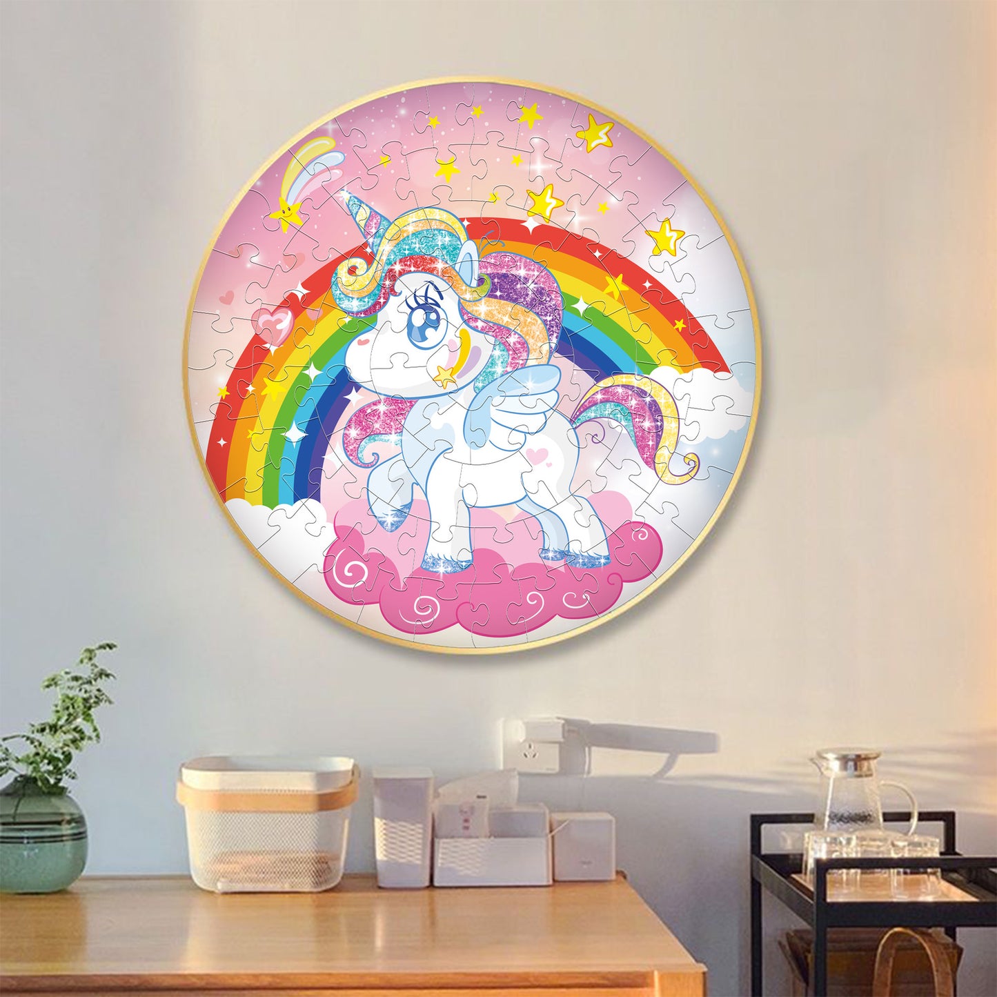 Unicorn Jigsaw Puzzle – 70 Piece Round Enchanted World for Fun Imaginative Learning
