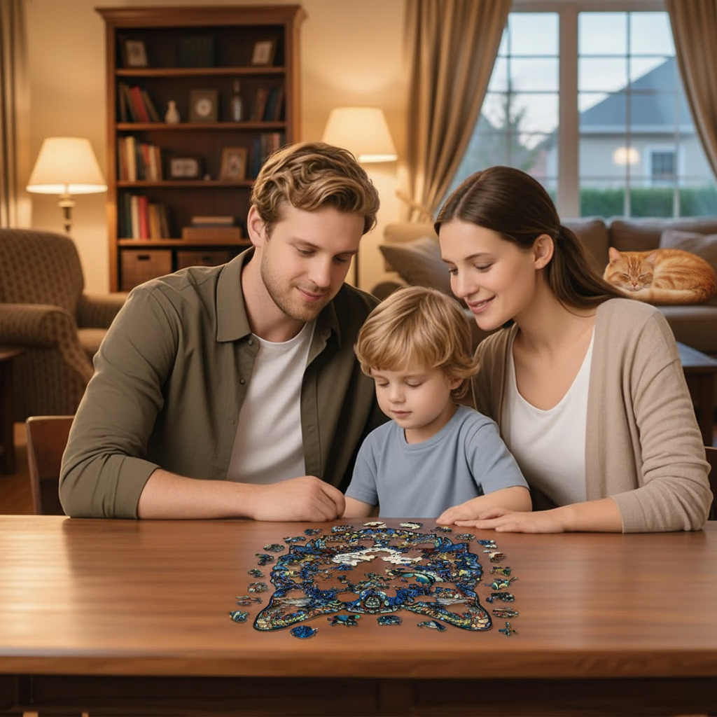 Blue-Eyed Cat Wooden Puzzle – Medium (116 Pieces) Irregular Jigsaw Shape, Premium Laser-Cut Art Puzzle Gift (M Size)