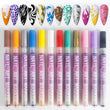 The 12-Colour Nail Art Marker Pen Set – 0.5mm Fine Tip Acrylic Paint Pens for DIY Manicure, Graffiti Nail Designs & Creative Expression 
