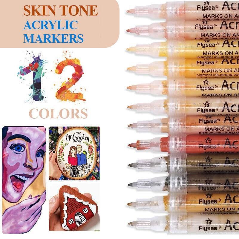 The 12-Colour Skin Tone Acrylic Paint Marker Set – Fine Tip 0.7mm Art Pens for Detail, Portrait & Creative Expression