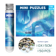 The 150-Piece Mini Jigsaw Puzzle in Reusable Tube – Compact Travel Puzzle with Postcard Back Design for Creative Play (Northern Lights)