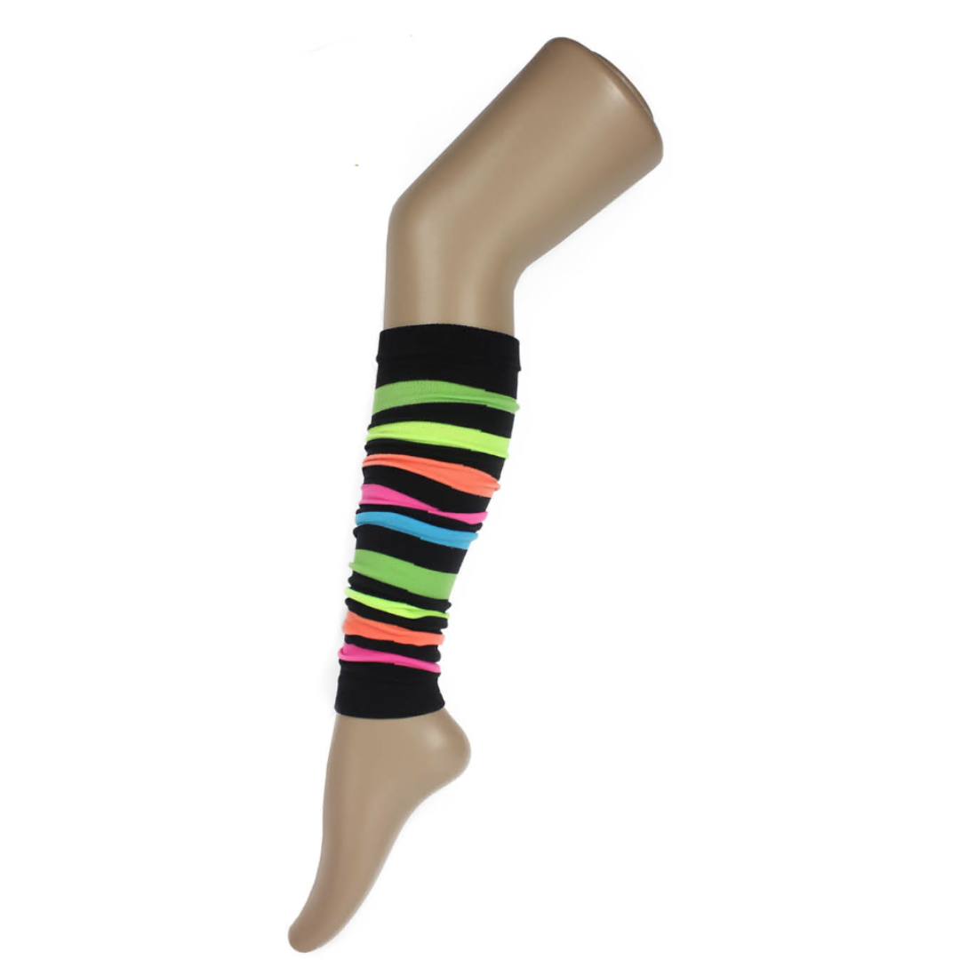 1980s Rainbow Black Stripe Leg Warmers Costume Party Accessory