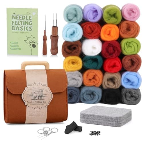 The 24 Colour Needle Felting Kit with Wool, Needles, Tools & Storage Bag – Complete Beginner DIY Craft Set for Felting Projects & Creative Art