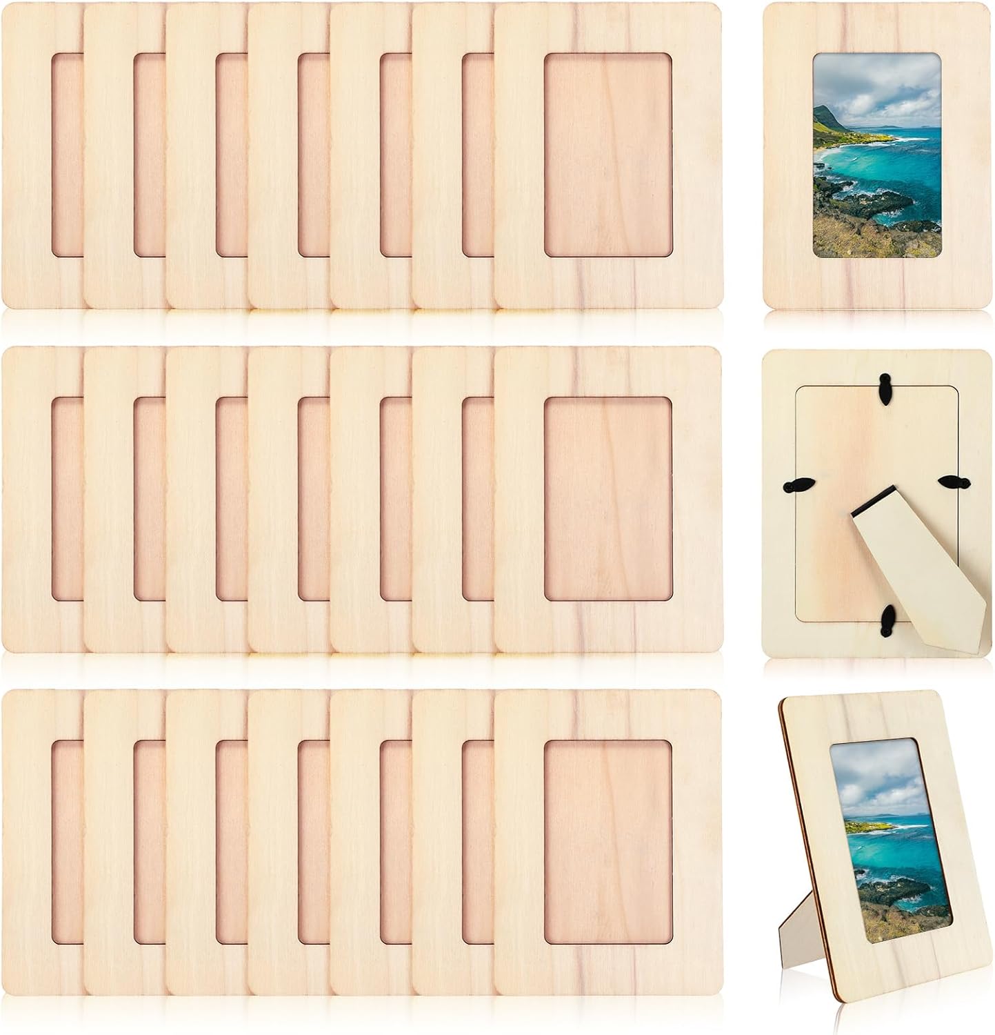 The 24 Pack Unfinished Wooden Photo Frames 3x5 – DIY Paintable Craft Frames for Kids, Classroom Projects & Personalised Gifts