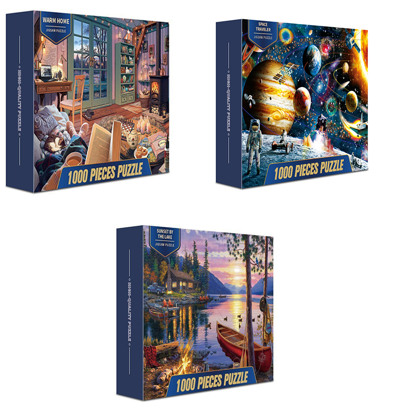 The 3-Pack 1000 Piece Jigsaw Puzzle Set for Adults – Space, Home & Lake Designs, Premium Art Puzzles for Relaxation & Game Nights (Ages 14+)