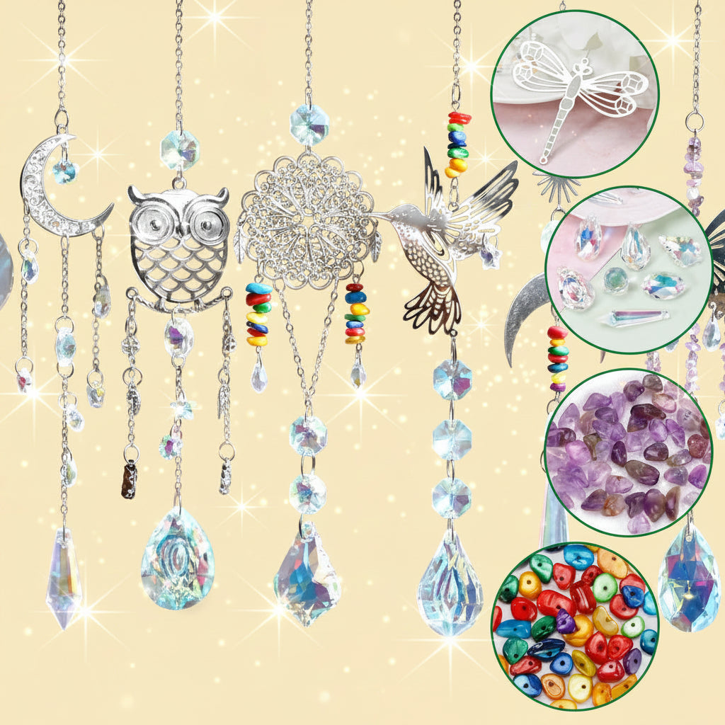 The 460PCS DIY Suncatcher Making Kit with Storage Box – Crystal Prism Craft Set for Window Hanging Decor & Creative DIY Projects