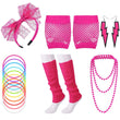 The 80s Neon Costume Accessories Set – Pink Retro Party Outfit Kit with Leg Warmers, Gloves & Jewellery