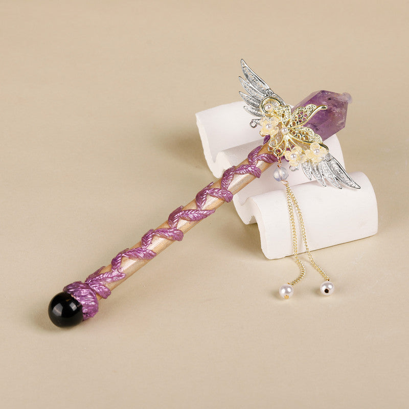 The Amethyst Crystal Wand – Handmade Gemstone Wand for Protection, Meditation & Witch Wizard Cosplay