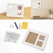 The Baby Hand & Foot Print Clay Cast Kit Photo Picture Frame Keepsake Gift with a white background and displayed