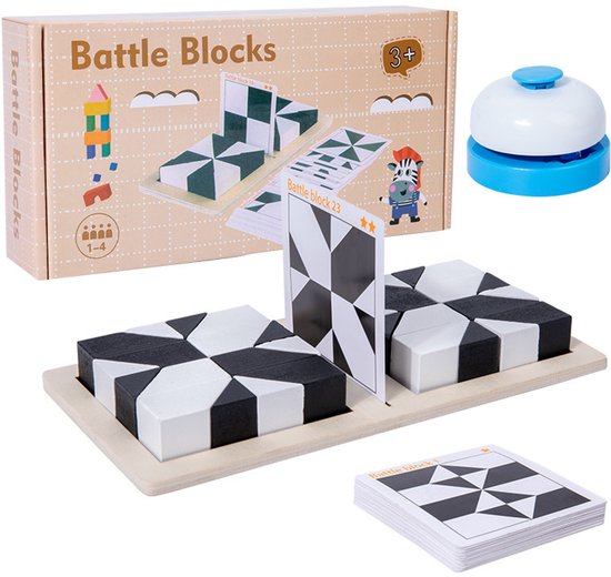 Battle Blocks Wooden Puzzle – Educational Building Block Challenge Game with Bell
