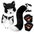 The Black & White Fox Costume Set 4-Piece – Furry Mask, Ears, Tail & Paws Cosplay Kit