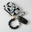 The Black & White Wristlet Keychain Wallet – Silicone Beaded Bracelet with Card Holder, Tassel & Hands-Free Keyring for Women