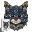 The Blue-Eyed Cat Wooden Jigsaw Puzzle – Medium (116 Pieces) Irregular Animal Shape, Premium Laser-Cut Art Puzzle Gift (M Size)