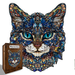 The Blue-Eyed Cat Wooden Puzzle – Medium (116 Pieces) Irregular Jigsaw Shape with DIY Piggy Bank, Premium Laser-Cut Art Puzzle Gift (M Size)