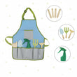 The Calm & Breezy Kids Garden Tool Apron Play Set, a children's gardening apron with tools and pockets.