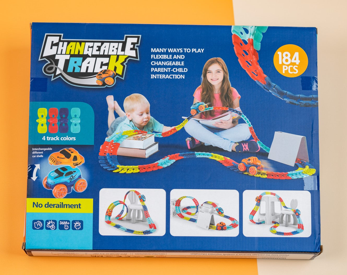 Changeable Track and Race Car with LED Light-Up - 184 Piece