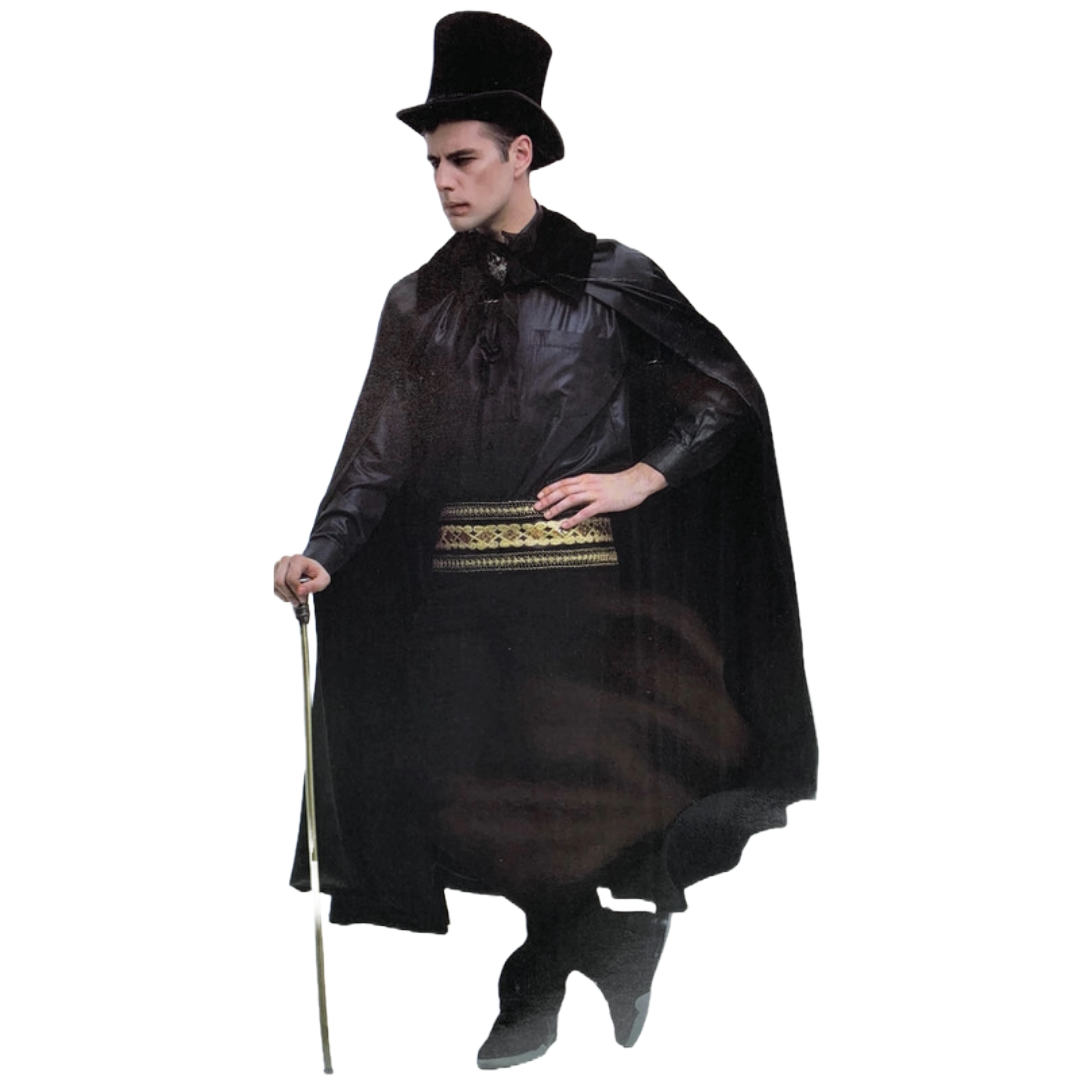 Collared Cloak Party Costume - Black