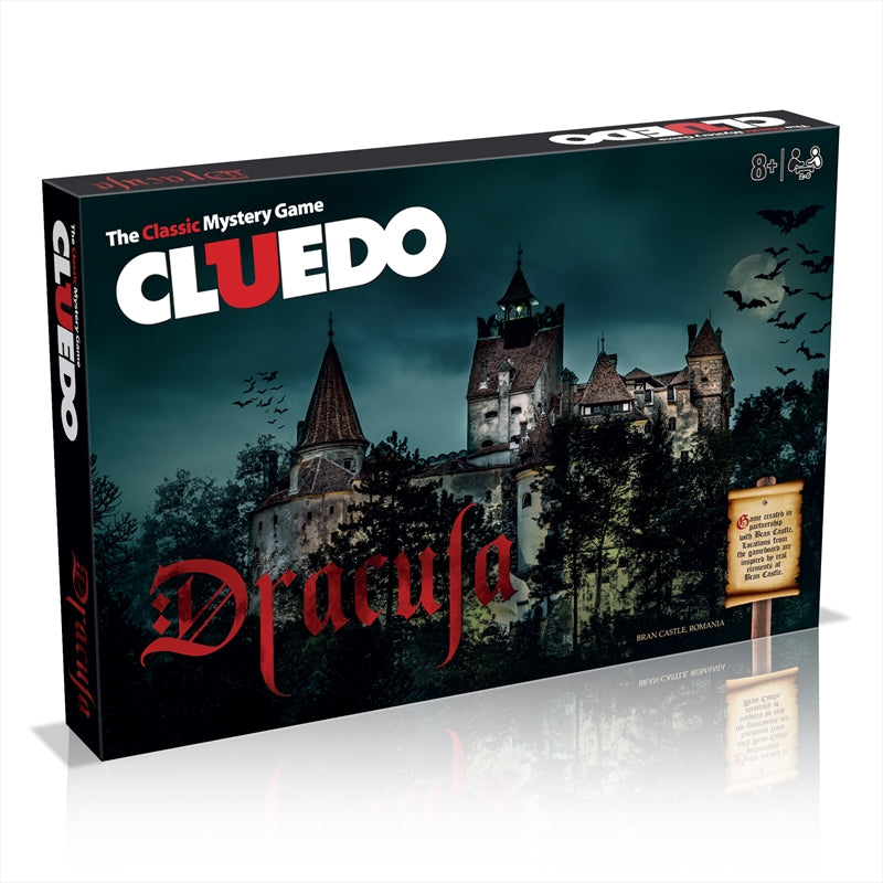 The Cluedo Mystery Board Game - Dracula for Ages 8 years + set against a white background