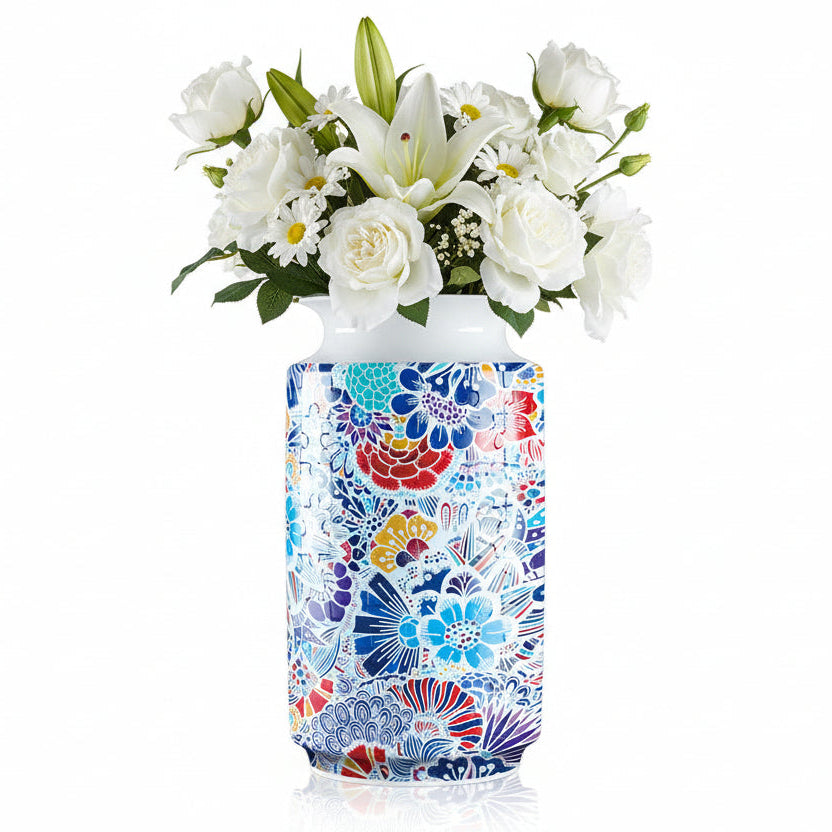 The Colourful Flower DIY 3D Puzzle Vase – Creative Jigsaw Flower Holder with Waterproof Liner featuring a floral arrangement
