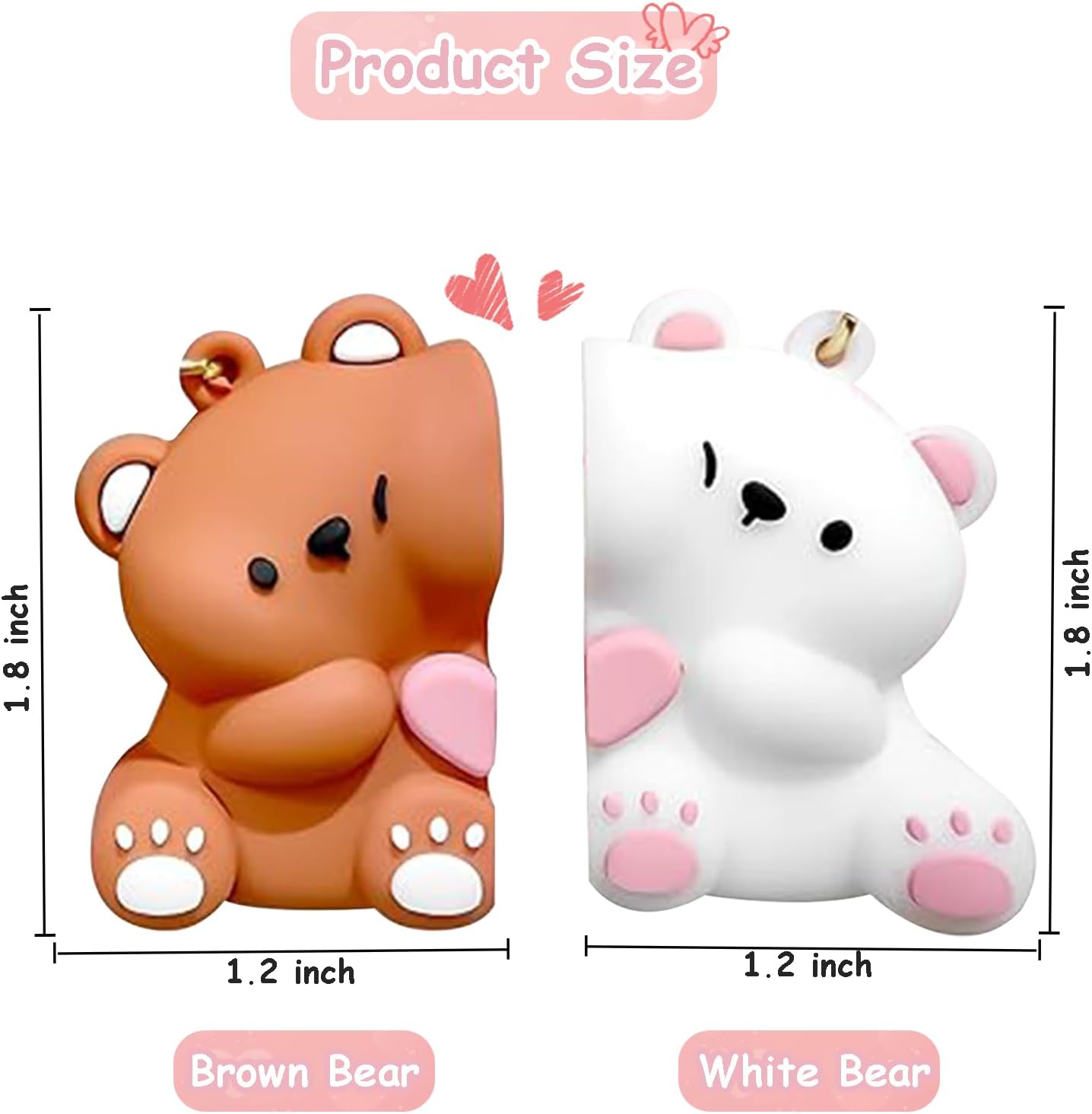 Magnetic Bear Couple Keychain Set – Cute Matching Love Heart Keyrings for Couples & Friends