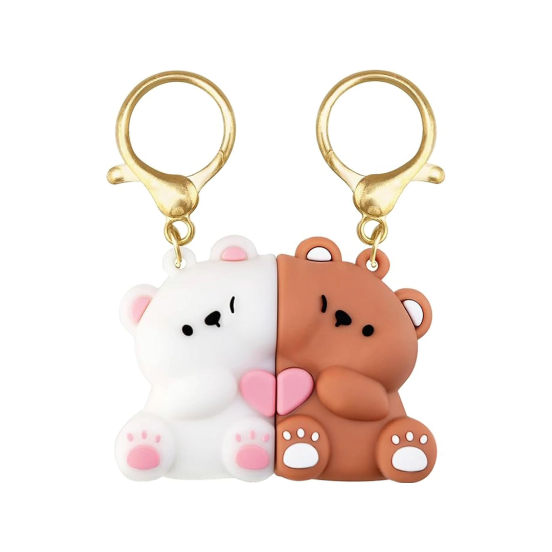 Magnetic Bear Couple Keychain Set – Cute Matching Love Heart Keyrings for Couples & Friends