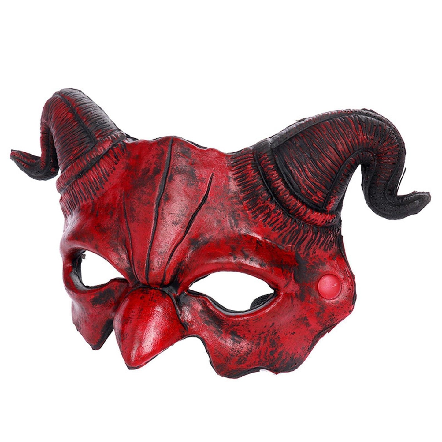 The Devil Horn Mask Half Face – Red Ram Horn Halloween Masquerade Costume Mask