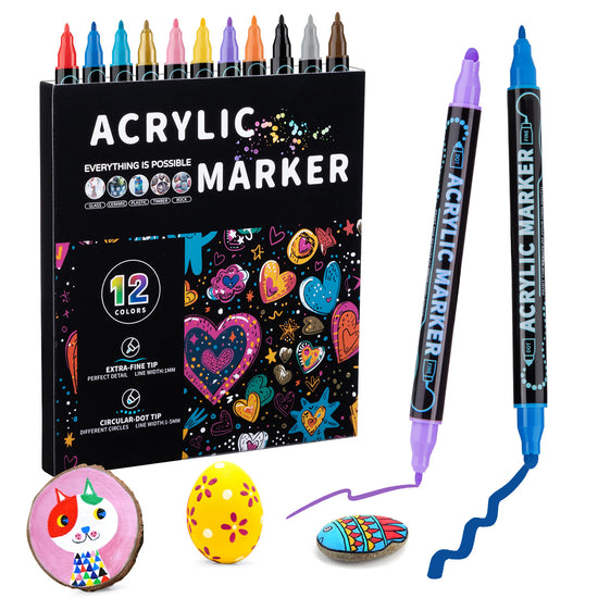 Featuring Dual-Tip Acrylic Marker Set - 12 Colours with sample art work