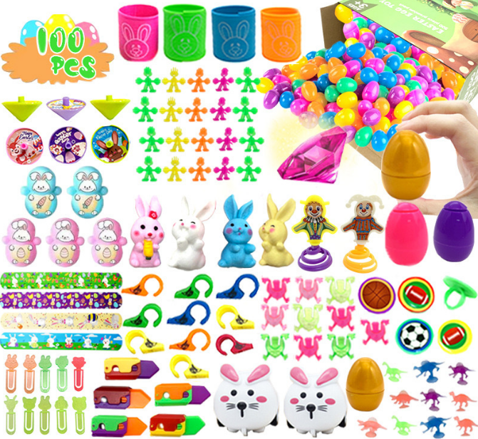 The Easter Party Favours Set — 100-piece collection of plastic eggs and novelty toys for Easter Celebrations