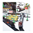 A classic-style electric train set with multiple train cars and tracks, set up to showcase the train's movement and track configuration. The train track is 240 cm and appears to be a life-like model, designed for play and educational purposes.