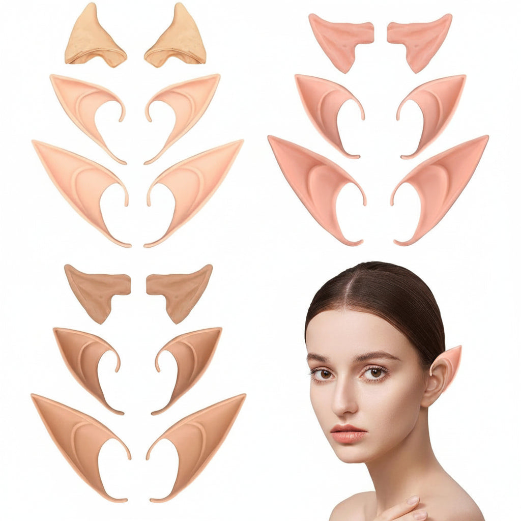 The Elf Ears Cosplay 9-Pack – Latex Fairy Elf Ear Tips for Costumes & Parties
