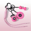 The Fitness Keychain for Women – Pink Dumbbell & Kettlebell Gym Bag Charm with Heart Clip for Workout Motivation.