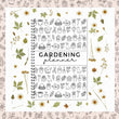 Garden Planner Journal & Plant Care Log Book with Layout Grids Watering Schedule and Budget Tracker with black line art illustrations on the front cover.