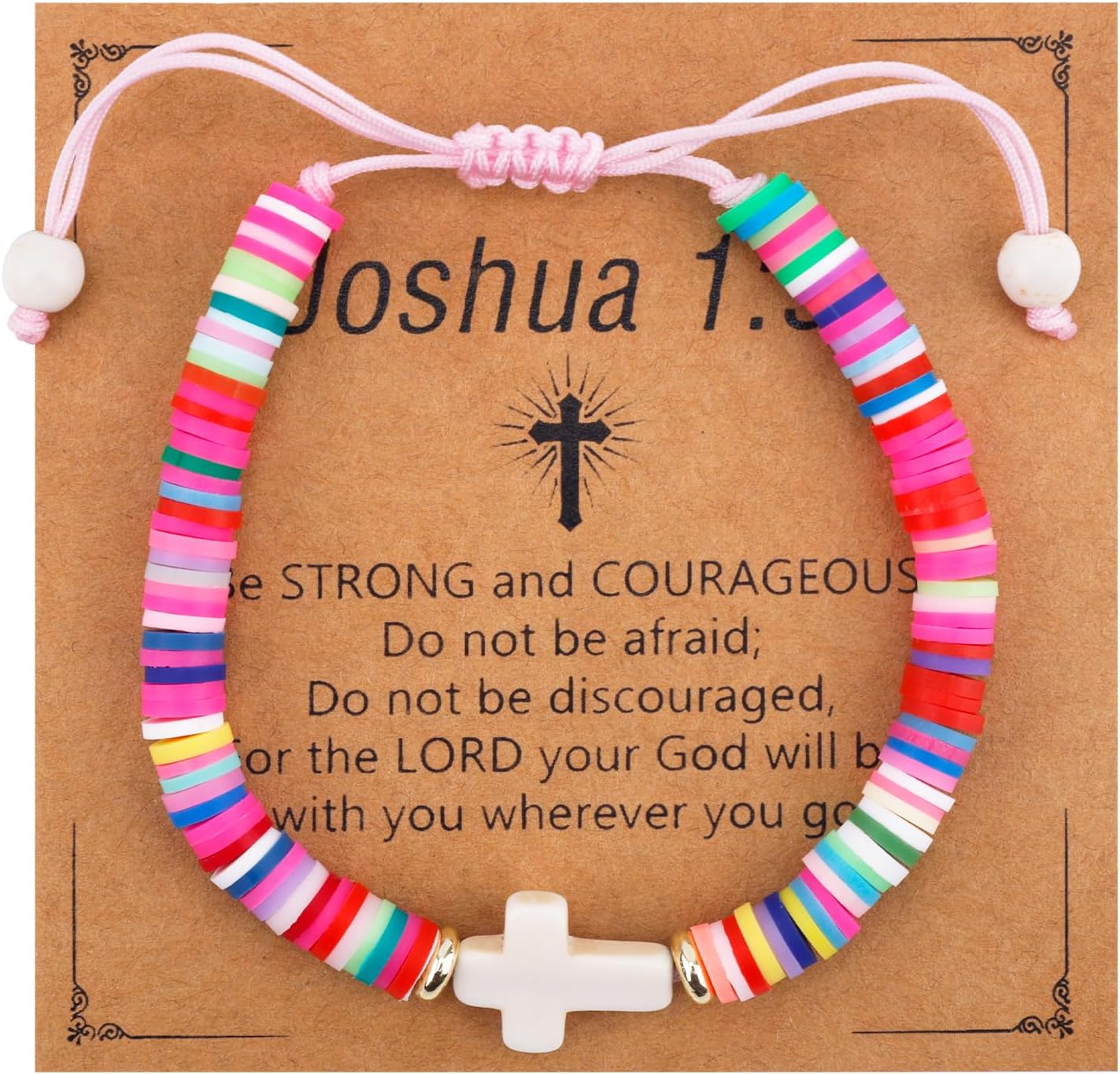 The Girls Cross Bracelet Gift Set – Colourful Beaded Christian Bracelet with Card & Gift Box for Communion, Confirmation, Baptism and Easter Gifts