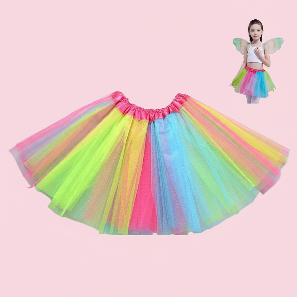 The Girls Rainbow Tutu Skirt – Kids Layered Tulle Fairy Dress-Up Costume for Parties, Dance, Princess & Carnival Wear